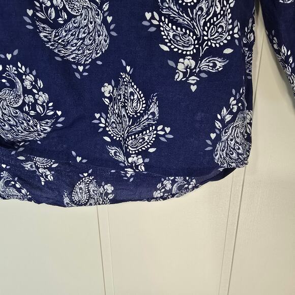 Orivs Blockprint Lighweight Tunic Tip Blue Bohemian Lightweight Size Small - Picture 8 of 9